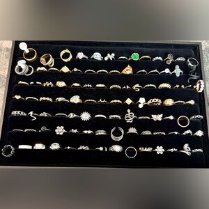 100 Ring Lot – Gold & Silver Tone Mixed, Stackable, Statement, Reseller Bundle